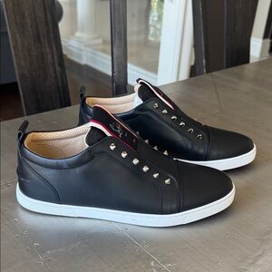 Christian Louboutin fav fique men’s sneaker trainer flat black white spike sz 42